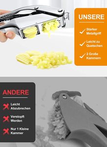 Presse-ail en métal 2025 en acier inoxydable durable 2 en 1 coupe-ail avec poignée <span class=keywords><strong>ergonomique</strong></span> antidérapante presse-ail et gingembre - Product Image 2