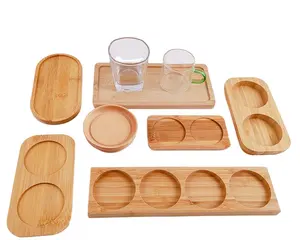 Bandeja personalizada de madera de bambú para café, accesorio para el hogar, Hotel, restaurante, venta al por mayor