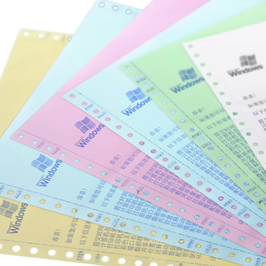 Nhà máy chất lượng cao tùy chỉnh kích thước 3-ply liên tục <span class=keywords><strong>carbonless</strong></span> in ấn giấy NCR tự-sao chép hình thức với hình ảnh màu xanh và logo - Product Image 3