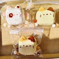 Squishy en silicone en forme de chaton, aspect pâte à modeler, qualité alimentaire, anti-stress, motif dessin animé, type boulette, avec sac de rangement