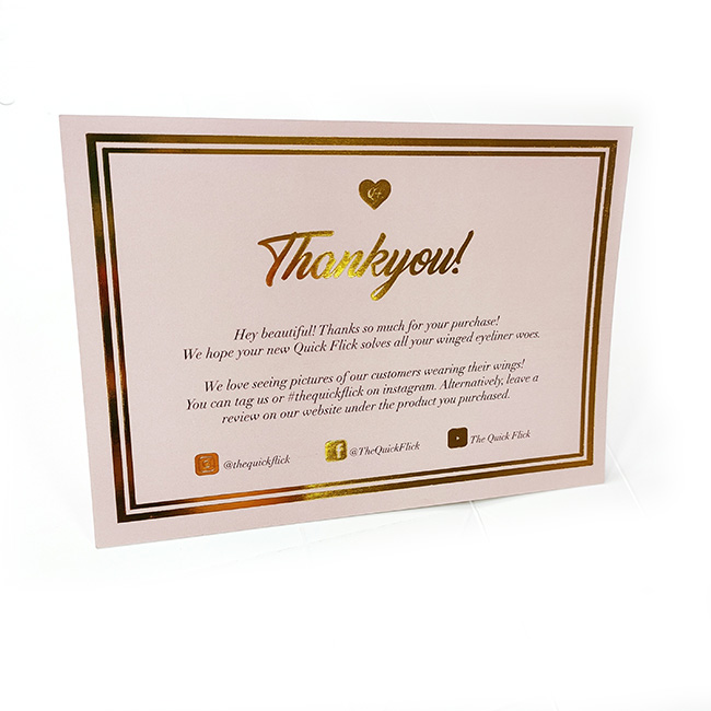 Сделанная на заказ обычная бумажная цветная печать Текстура золотой логотип спасибо вам поздравительная открытка для покупок