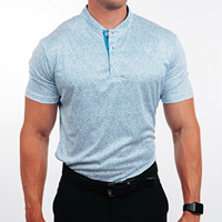 Kaos Golf Rajut Polyester Spandex Awet Tahan Lama, Kerah Model Blade, Menyerap Keringat, Pewarnaan Garment, Ramah Lingkungan untuk Pria