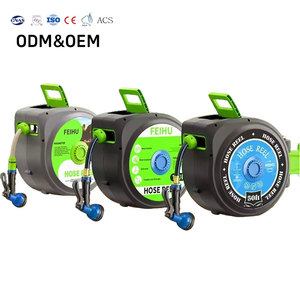 Carrete de manguera de jardín retráctil de alta resistencia de 1/2 pulgada, montado en la pared, con rebobinado automático, base giratoria flexible y goma CNS, ¡el más vendido! - Product Image 1
