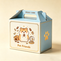 Boîte cadeau en PET avec impression de dessin animé personnalisée, poignée pliable, emballage extérieur gaufré pour les petits paquets de friandises pour hamsters