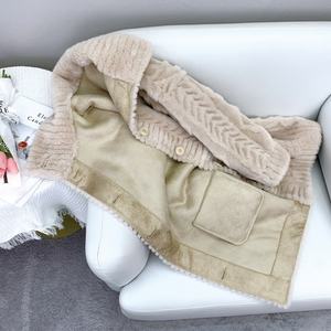 Manteau long chaud d'hiver pour femme, col montant, en laine tricotée avec fourrure de mouton, imprimé teint, boutons décoratifs – Grande Vente - Product Image 2