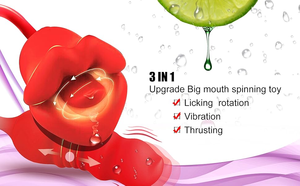 Vente chaude femmes adulte jouet 2-en-1 rotation vibrateur avec léchage bouche mamelon G-Spot clitoridien poussée gode - Product Image 5