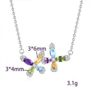 9 Simple Colored Gemstone Butterfly Chokers Necklace 3*6mm 3*4mm Rainbow Natural Stone 925 Sterling Silver Minimalist Fine - Product Image 6