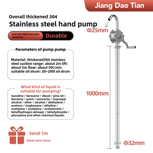 <span class=keywords><strong>Pompe</strong></span> <span class=keywords><strong>hydraulique</strong></span> <span class=keywords><strong>rotative</strong></span> pour fûts d'huile JIANG DAO TIAN, modèle JDT-SUS304-SY-1000, en acier inoxydable 304, pour l'industrie automobile, faible pression - Product Image 2