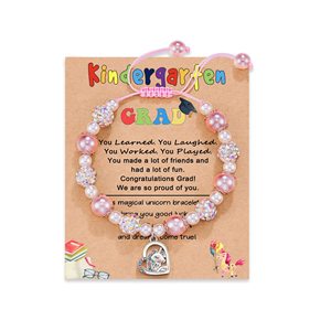 Pulsera Infantil con Dijes, Diseño de Unicornio, Perlas Rosadas Shambhala, Aleación Trenzada, para Jardín de Niños - Product Image 4