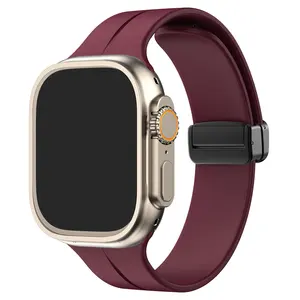 สายซิลิโคนอ่อนอัจฉริยะสำหรับ iWatch นาฬิกาแม่เหล็กสำหรับ Apple Watch Series 8 7 6 5 4 3 2 1