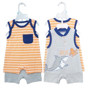 Vendita calda nuovo design pagliaccetto neonato vestiti per bambini senza maniche stampato e pigiama tascabile in camicia set - Product Image 1