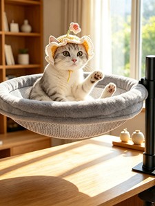 <span class=keywords><strong>Hamaca</strong></span> para Gatos con Abrazadera para Escritorio, Sostenible, 40 cm, Cama para Gatos con Montaje en Mesa, para Animales Pequeños, Tela Doble para Invierno y Verano, Carga Máxima 20 kg - Product Image 1