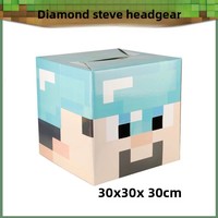 Untuk Steve Enderman Creeper Model Block Man karakter kertas tutup kepala dapat disesuaikan Logo untuk anak laki-laki dan perempuan
