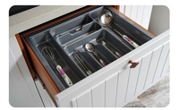 HNOSS Organisateur de tiroir de cuisine extensible Boîte de rangement à couverts en plastique simple et carrée pour cuillères et baguettes