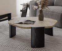 Table basse en bois massif nordique Wabi-Sabi avec pierre naturelle de grotte et marbre design, meubles pour la maison ou table à thé pour hôtel