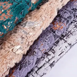 Wholesale 100% Poly Foil Design Thick Warp Knitting Women Coat Suit Faux Rabbit Fur Fabric