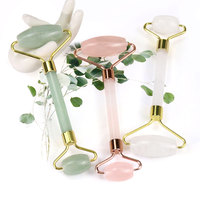 Coffret Cadeau Rouleau Facial Gua Sha en Quartz Rose Naturel et Kit de Massage pour Soins de la Peau en Jade Naturel pour Spa à Domicile et Salon, Logo Personnalisé OEM