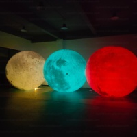 Ballon gonflable géant en PVC de 2m, 3m, 4m, modèle Lune, planète, avec lumière LED
