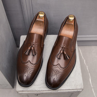 Mocassins à pampilles brogues pour hommes, à enfiler, chaussures habillées formelles avec perforations Wingtip pour le bureau et les occasions formelles