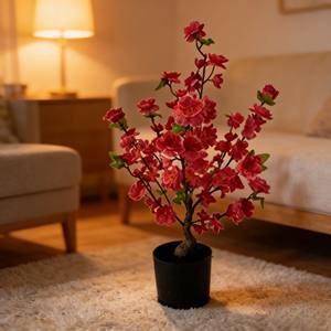 Planta Artificial de Flor de Durazno en Maceta, Bonsái Artificial de Flor de Durazno, Planta en Maceta con Flor de Durazno - Product Image 4