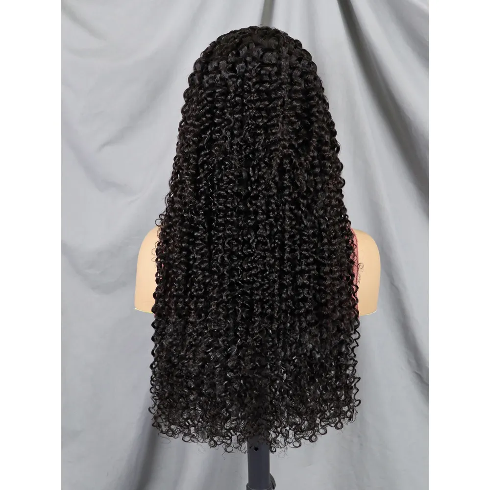 Pré arrancar perucas do cabelo humano, perucas dianteiras do laço do cabelo humano para as mulheres negras, laço suíço cru mongol kinky encaracolado perucas