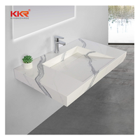 Vasque à Poser Murale en Marbre pour Meuble de Salle de Bain, Lavabo Toilette