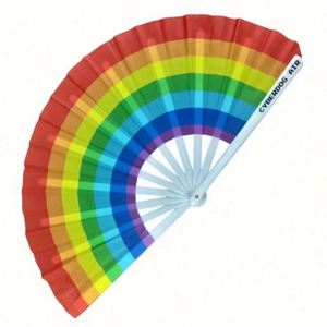 Abanico Artesanal Rave Clack KungFu con Varillas de Bambú de 33 cm, Diseño de Flores Pintadas, Tela Plegable Ecológica para Uso en Discotecas - Product Image 6