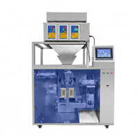 Machine d'emballage de sachets préformés à trois têtes haute efficacité pour le collage, l'emballage et l'étiquetage des sachets alimentaires, des snacks et des emballages en papier