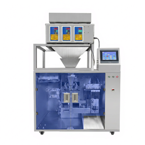 Machine d'emballage de sachets préformés à trois têtes haute efficacité pour le collage, l'emballage et l'étiquetage des sachets alimentaires, des snacks et des emballages en papier - Product Image 1