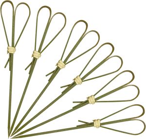 Cure-dents à cocktail jetables écologiques personnalisés avec brochettes de nœuds Design en bambou - Product Image 1