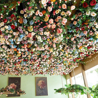 Guirlande de fleurs artificielles de glycine pour plafond, rideau floral suspendu, décoration de plafond pour centre commercial, mariage, restaurant, vigne de fleurs en soie