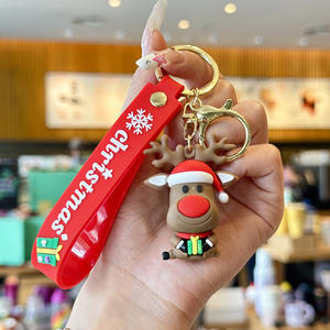 Nouveaux porte-clés en silicone 3D en PVC de dessin animé promotionnels de Noël pour enfants, accessoires de porte-clés en caoutchouc, porte-clés à mousqueton - Product Image 3