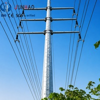 Poteaux électriques en acier galvanisé, poteaux en acier pour lignes de transmission aériennes, pour l'électrification rurale, réseau de distribution d'énergie