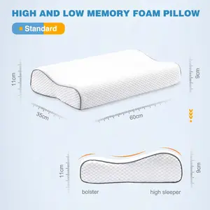 Custom Logo Cervical Orthopedic Pillow Neck Rest Gel Cool Coccyx Contour Comfort Adjustable Memory Foam Bed Pillow