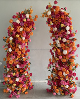 Arco Floral de Lujo Color Borgoña para Bodas, Arco de Flores de Seda para Decoración de Eventos y Fiestas