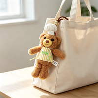 Porte-clés en peluche Ours Chef avec logo personnalisé, porte-tasse, ornement de tasse à café, breloque de sac, jouet en peluche, vente en gros, plusieurs couleurs disponibles
