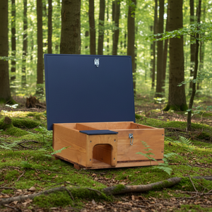 <span class=keywords><strong>Maison</strong></span> pour hérissons moderne en bois, isolée et résistante au froid, avec toit en bitume à fixation murale, entrée longue et boîte de protection contre les prédateurs - Product Image 1