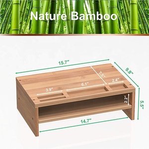 Support de moniteur de bureau en bambou avec organisateur de rangement 2 étagères pour ordinateur <span class=keywords><strong>iMac</strong></span> imprimante ordinateur portable - Product Image 5