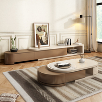 Table Basse Moderne Simple Grande et Durable Écologique avec Meuble TV Rétractable en Bois pour Salon, Meuble de Maison avec Fonction de Levage