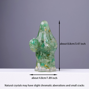 Figurine <span class=keywords><strong>fantôme</strong></span> en résine avec copeaux de cristal naturel et citrouille, statue d'Halloween pour la décoration intérieure, ornement spirituel de guérison Reiki, cadeau - Product Image 2