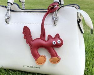 Cute Cat Keychain PU Leather Bag Pendant Car <b>Key</b> <b>Ring</b> Adorable Cartoon Animal Gift Wholesale Available - Product Image 1