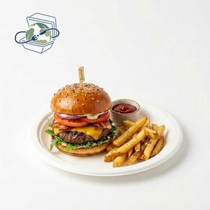 Assiettes jetables en bagasse de canne à sucre de <span class=keywords><strong>10</strong></span> pouces, compostables, biodégradables, écologiques pour la restauration, les restaurants et les événements - Product Image 1
