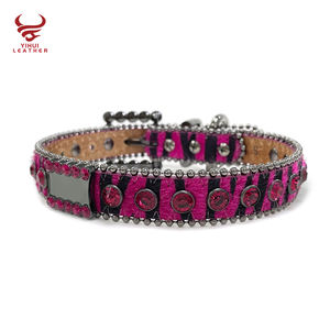 Logo personalizzato Diamond <span class=keywords><strong>Dog</strong></span> Bark Collar accessori per cinturini in pelle Bling Bling Violet strass collare per animali domestici cinture BB - Product Image 4