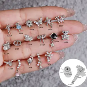 Koreaanse Versie Zirkoon Bloem Oor Bot Studs, 20G Roestvrijstalen Staaf, 18K Starry Oor Accessoires, Piercing Oor Studs Groothandel