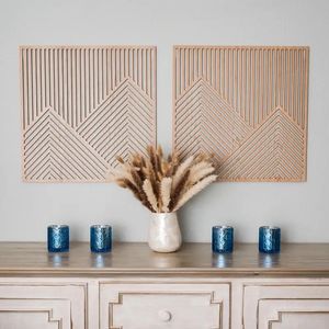 Decoración de pared de montaña moderna, bosque decorativo, naturaleza, 2 uds., arte de pared colgante, decoración de madera, arte de pared de montaña, Panel de madera para el hogar - Product Image 6