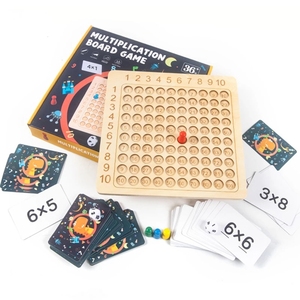 Bambini che imparano giocattoli educativi conteggio matematico cento schede gioco di pensiero interattivo gioco da tavolo in legno di riproduzione Montessori - Product Image 1