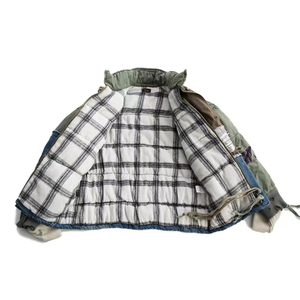 Heavy Washing Ripped Jacket Patch Utility Denim Patchwork Puff Jacket Winter Warm Street <strong>Duffle</strong> <strong>Coat</strong> <strong>Man</strong> - Product Image 4