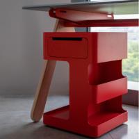 Classeur compact moderne en acier avec tiroir coulissant et compartiments ouverts pour la maison, le bureau et l'école.