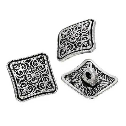 Square Buttons For Shirts Carving Retro Plated Ancient bronze Silver Metal Jeans Button Engraved Patterns Shank Button