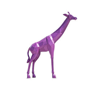 カスタマイズ可能なエコフレンドリー樹脂製キリン像、手作業による幾何学模様の動物彫刻、屋外装飾用、SCブランドモデル - Product Image 5